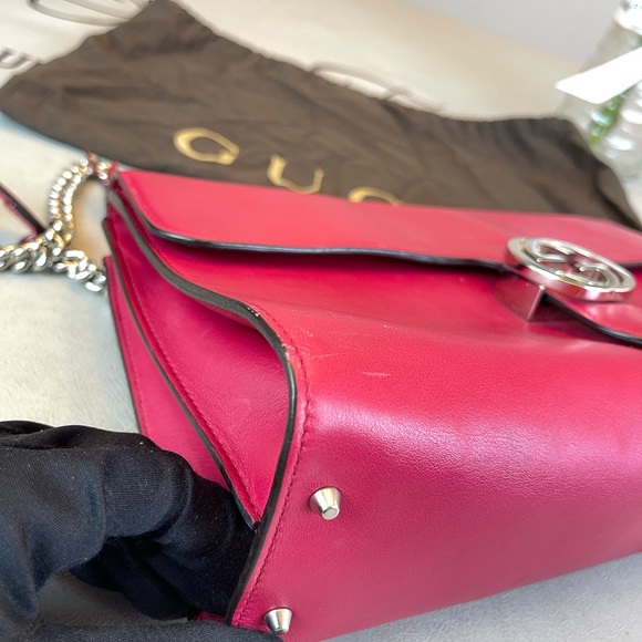 Gucci GG Logo Pink Leather Shoulder Bag Crossbody - Picture 11 of 16